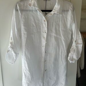 White Linen Button-Up Shirt
